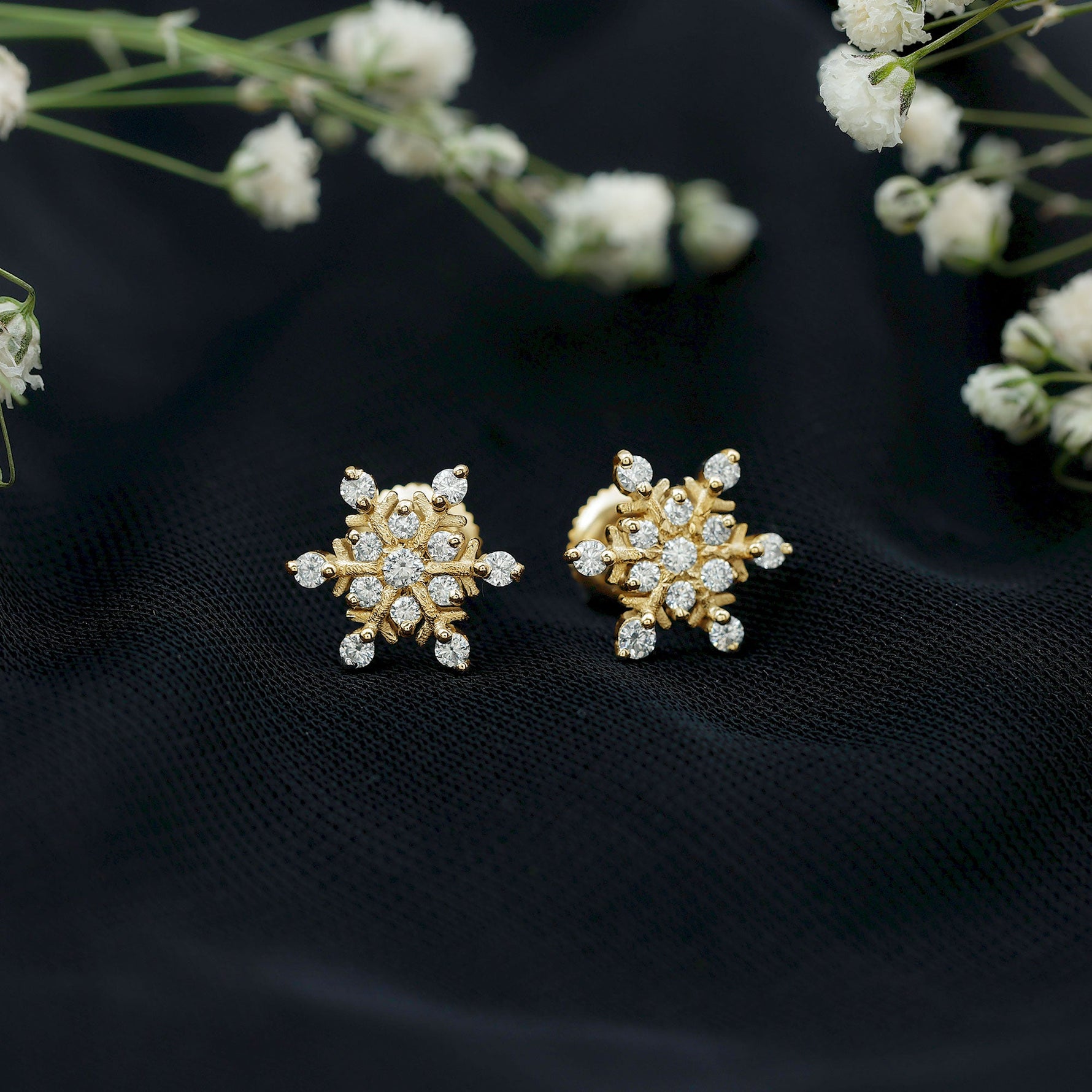 Moissanite Snowflake Stud Earrings for Her