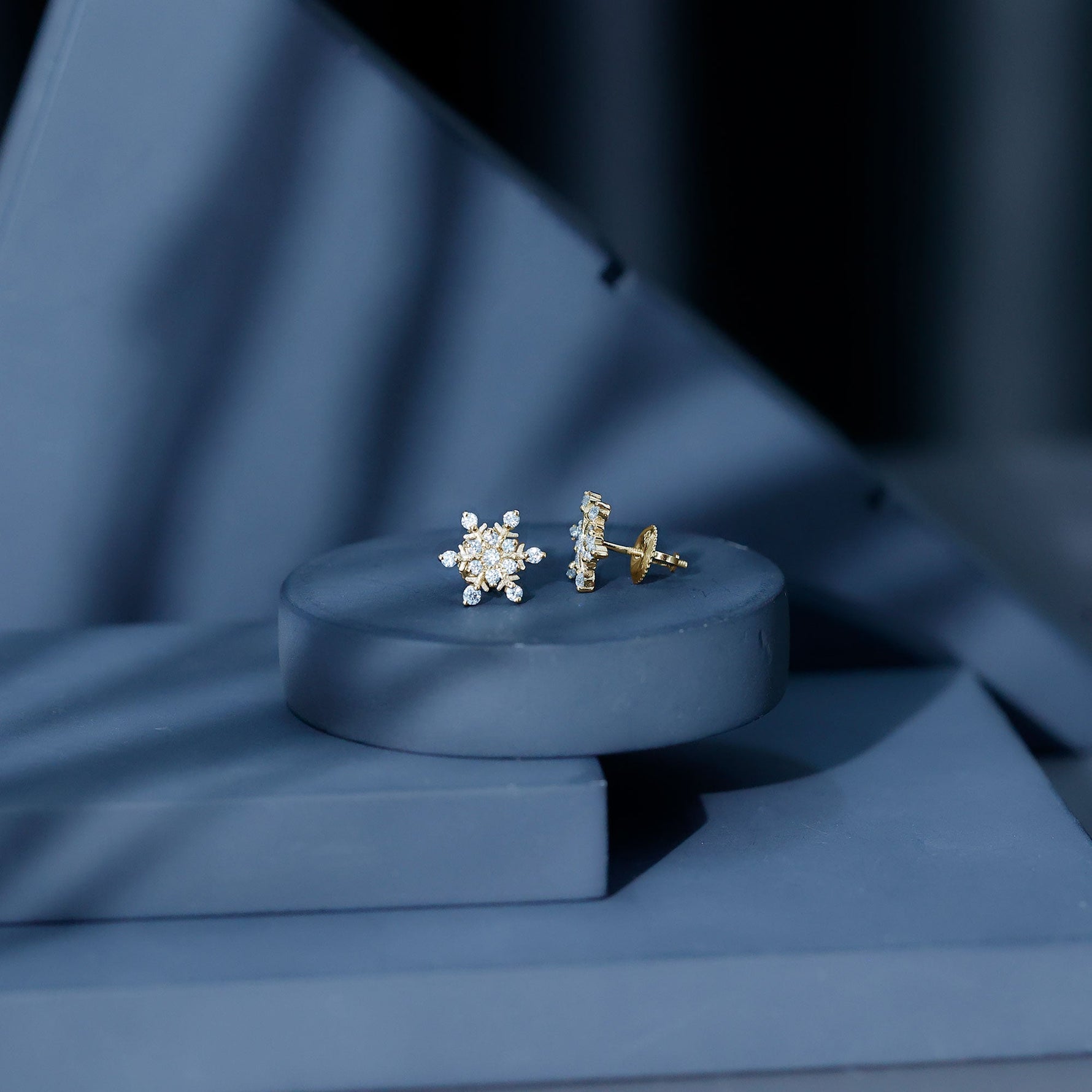 Moissanite Snowflake Stud Earrings for Her