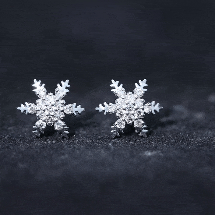 Certified Moissanite Winter Snowflake Stud Earrings