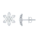 Certified Moissanite Winter Snowflake Stud Earrings