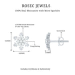Certified Moissanite Winter Snowflake Stud Earrings