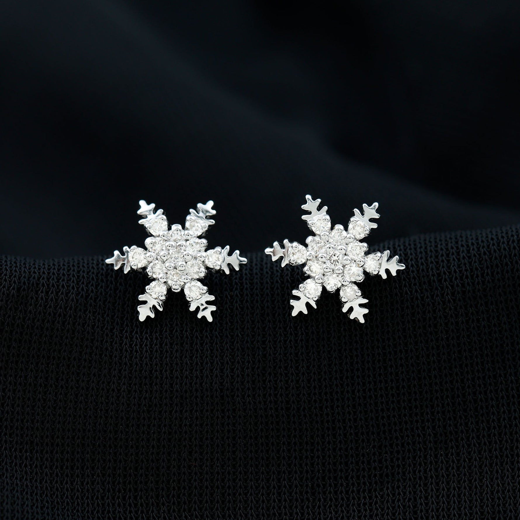 Certified Moissanite Winter Snowflake Stud Earrings
