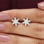 Certified Moissanite Winter Snowflake Stud Earrings