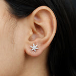 Certified Moissanite Winter Snowflake Stud Earrings