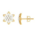 Certified Moissanite Winter Snowflake Stud Earrings