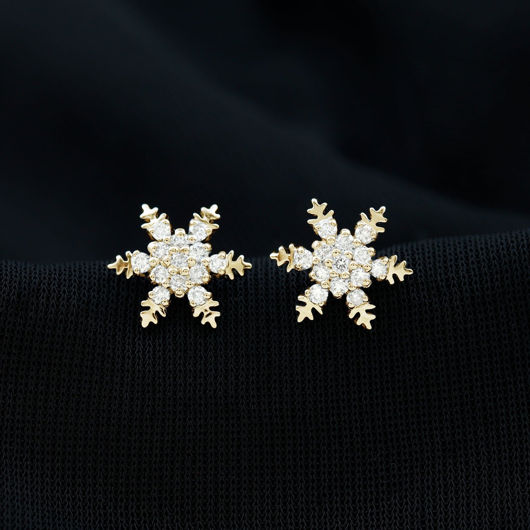 Certified Moissanite Winter Snowflake Stud Earrings