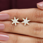 Certified Moissanite Winter Snowflake Stud Earrings
