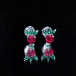 Strawberry Earrings With Lab Grown Ruby Emerald