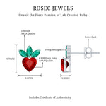Strawberry Earrings With Lab Grown Ruby Emerald