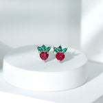Strawberry Earrings With Lab Grown Ruby Emerald