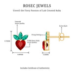 Strawberry Earrings With Lab Grown Ruby Emerald