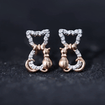 Certified Diamond Cat Stud Earrings