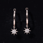 Diamond Star Drop Hoop Earrings