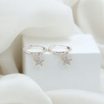 Diamond Star Drop Hoop Earrings