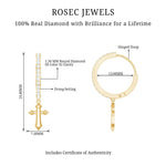 Certified Diamond Cross Drop Hoop Earrings