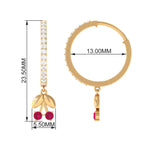 Ruby and Diamond Cherry Hoop Earrings