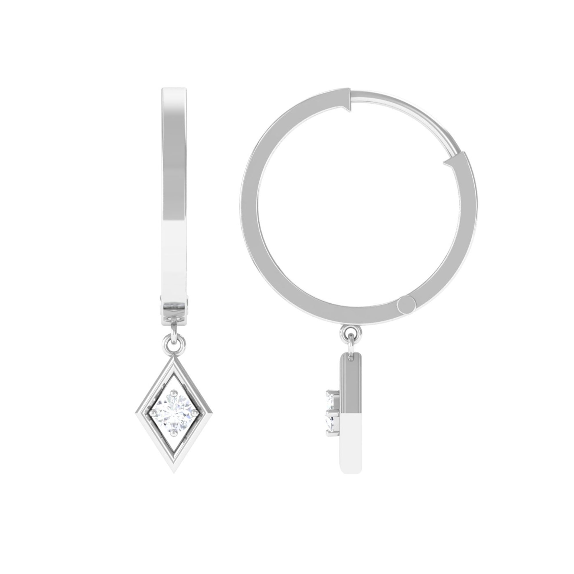 Minimal Diamond Drop Hoop Earrings with Certificate