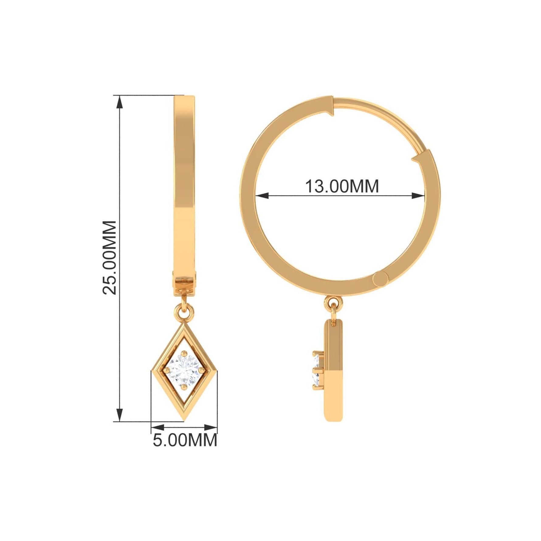 Minimal Diamond Drop Hoop Earrings with Certificate