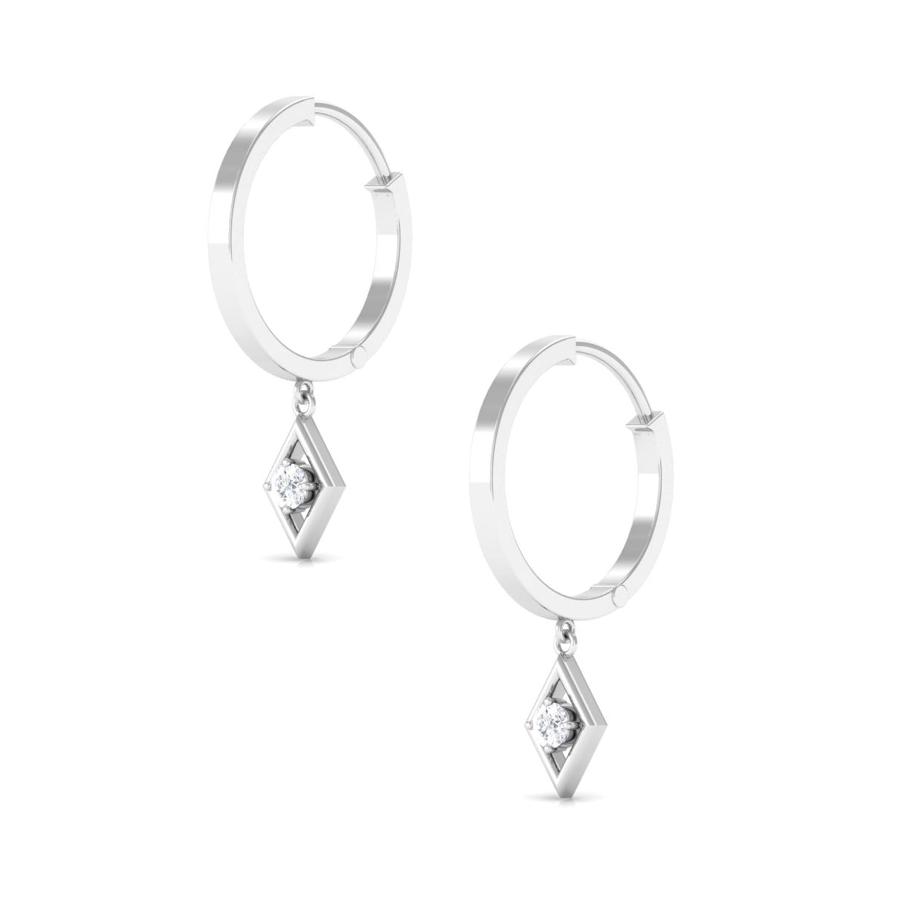 Minimal Diamond Drop Hoop Earrings with Certificate
