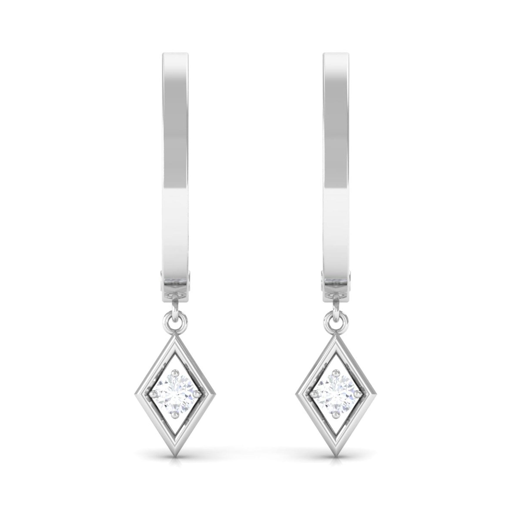 Minimal Diamond Drop Hoop Earrings with Certificate