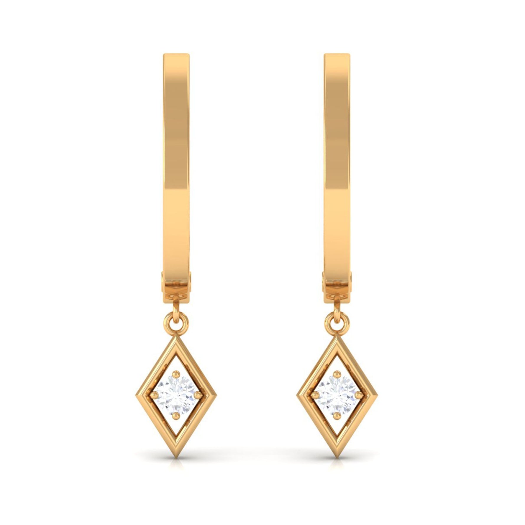 Minimal Diamond Drop Hoop Earrings with Certificate