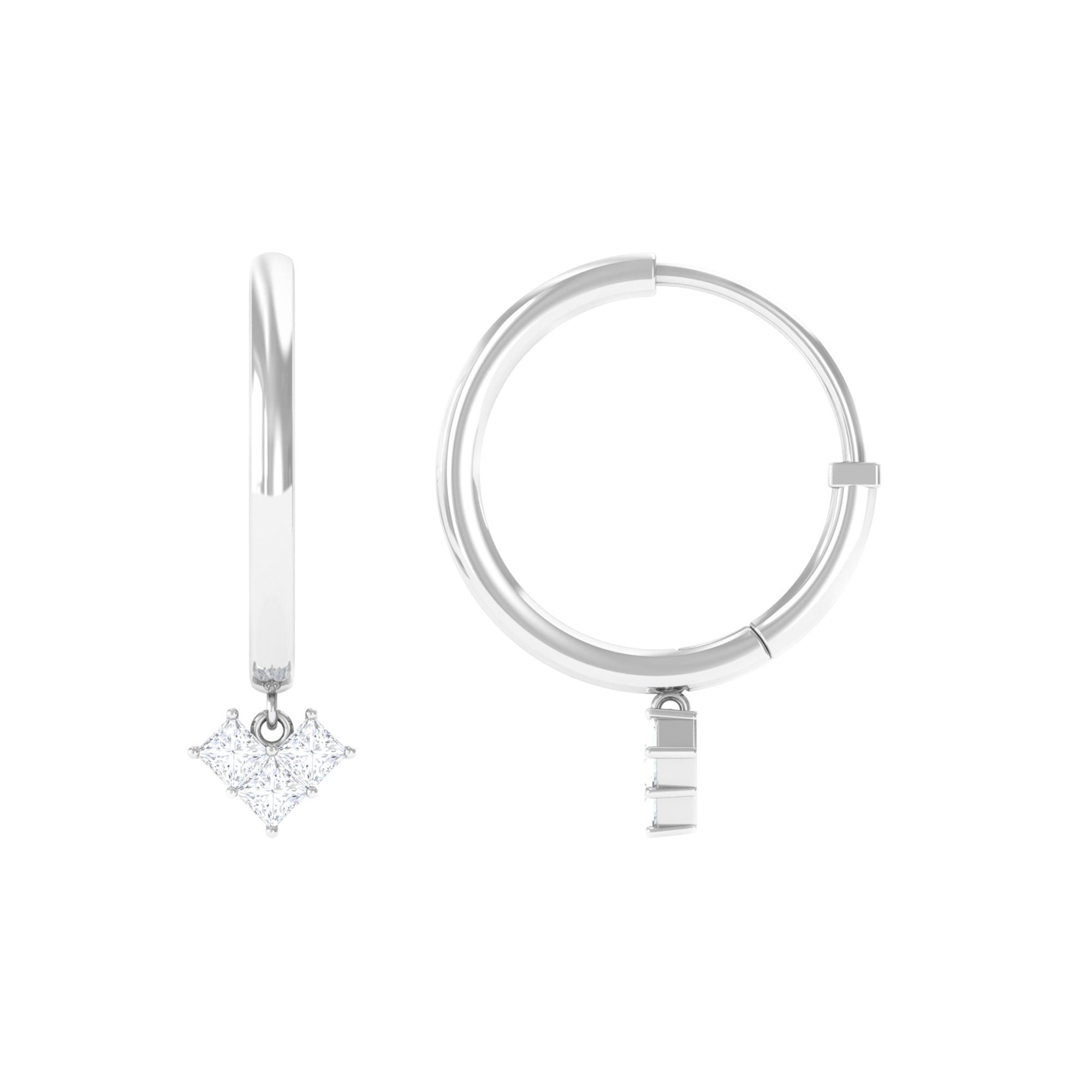 Minimal Diamond Drop Earrings with Hinged Hoop