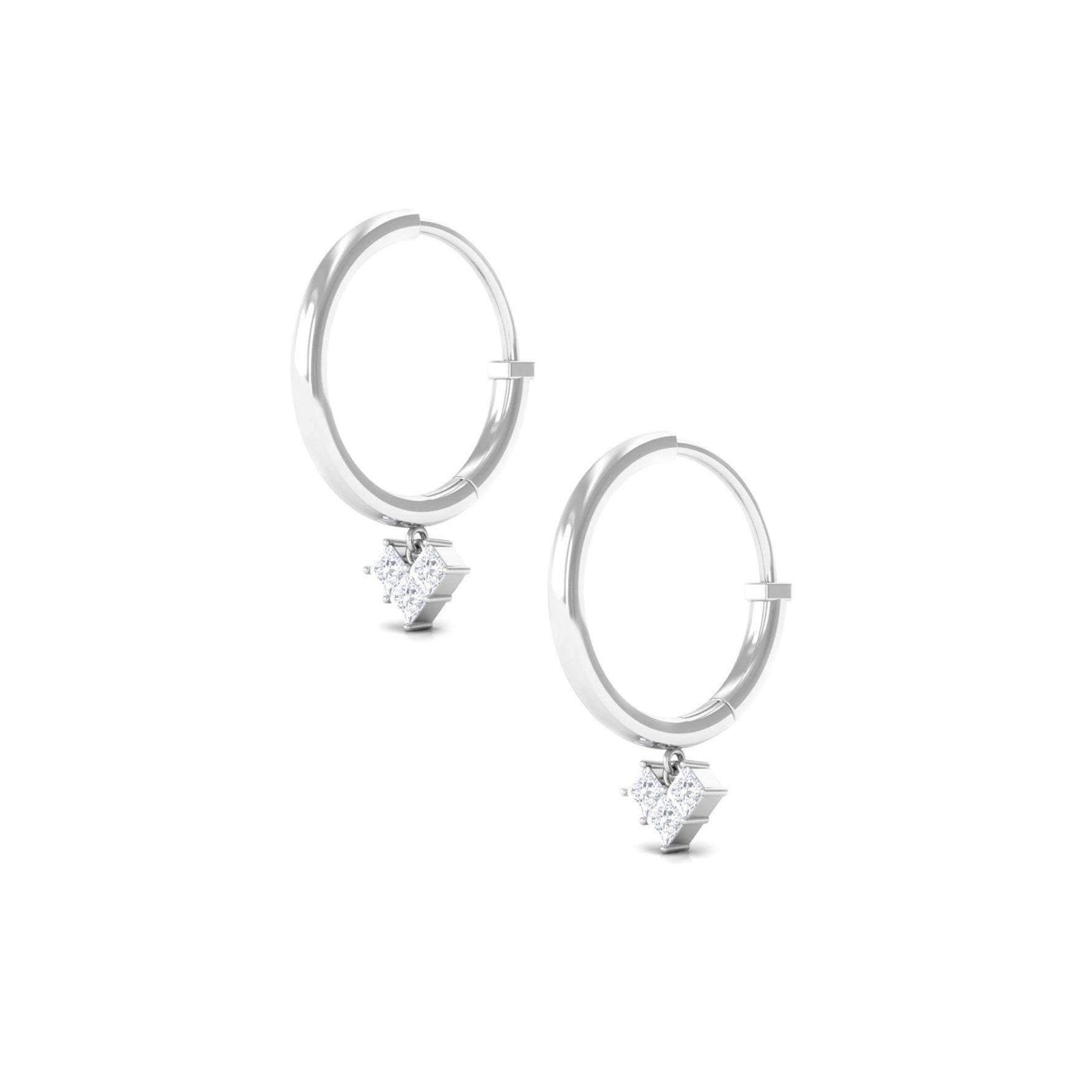 Minimal Diamond Drop Earrings with Hinged Hoop