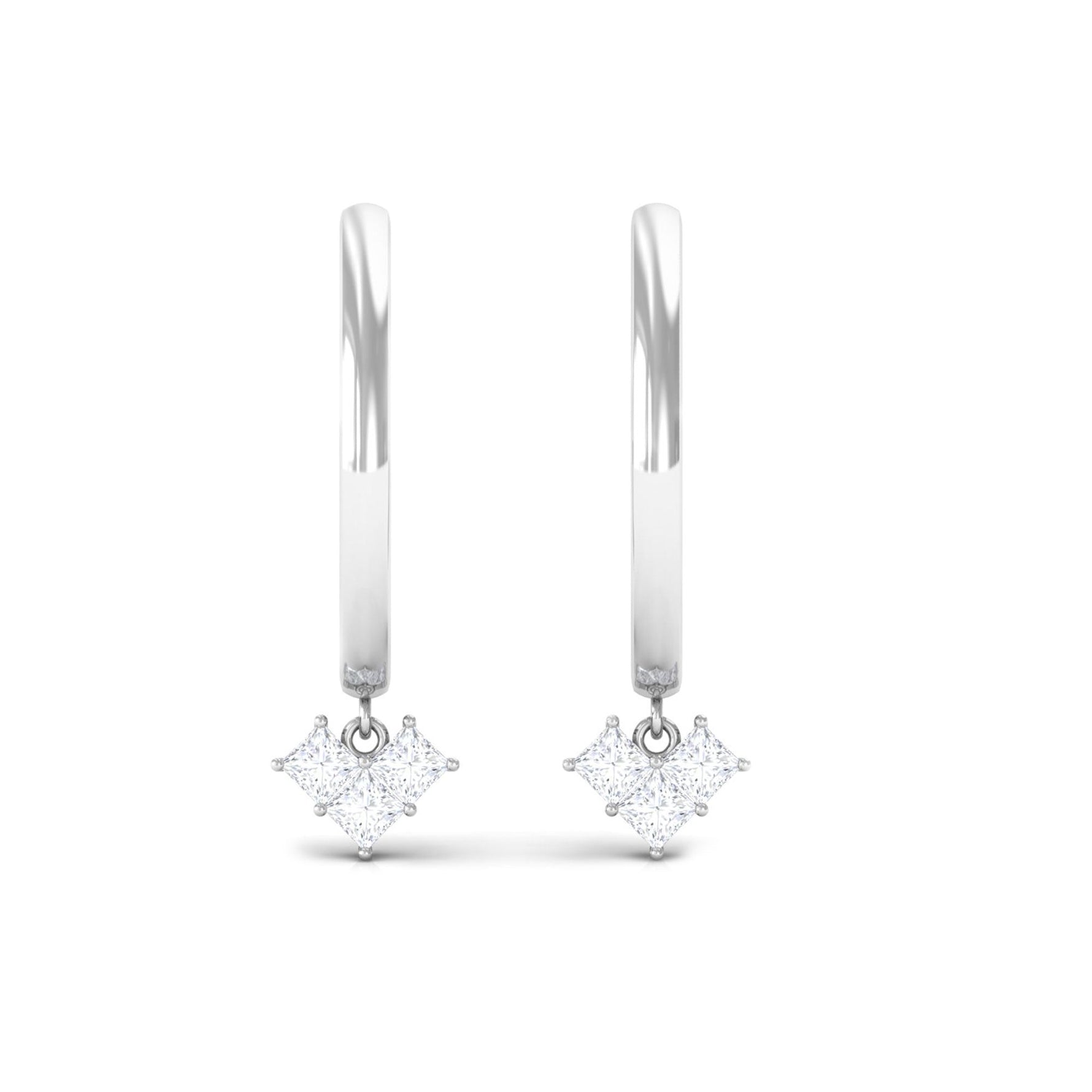 Minimal Diamond Drop Earrings with Hinged Hoop