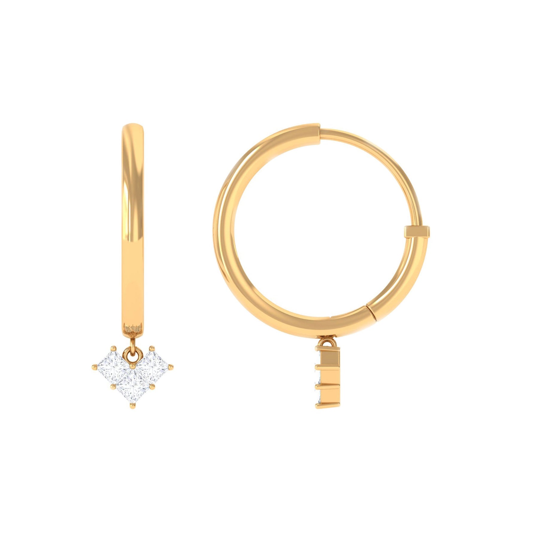 Minimal Diamond Drop Earrings with Hinged Hoop