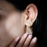 Certified Diamond Moon Drop Hoop Earrings