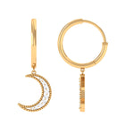 Certified Diamond Moon Drop Hoop Earrings