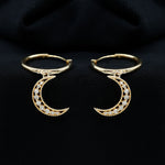 Certified Diamond Moon Drop Hoop Earrings