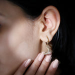 Certified Diamond Moon Drop Hoop Earrings