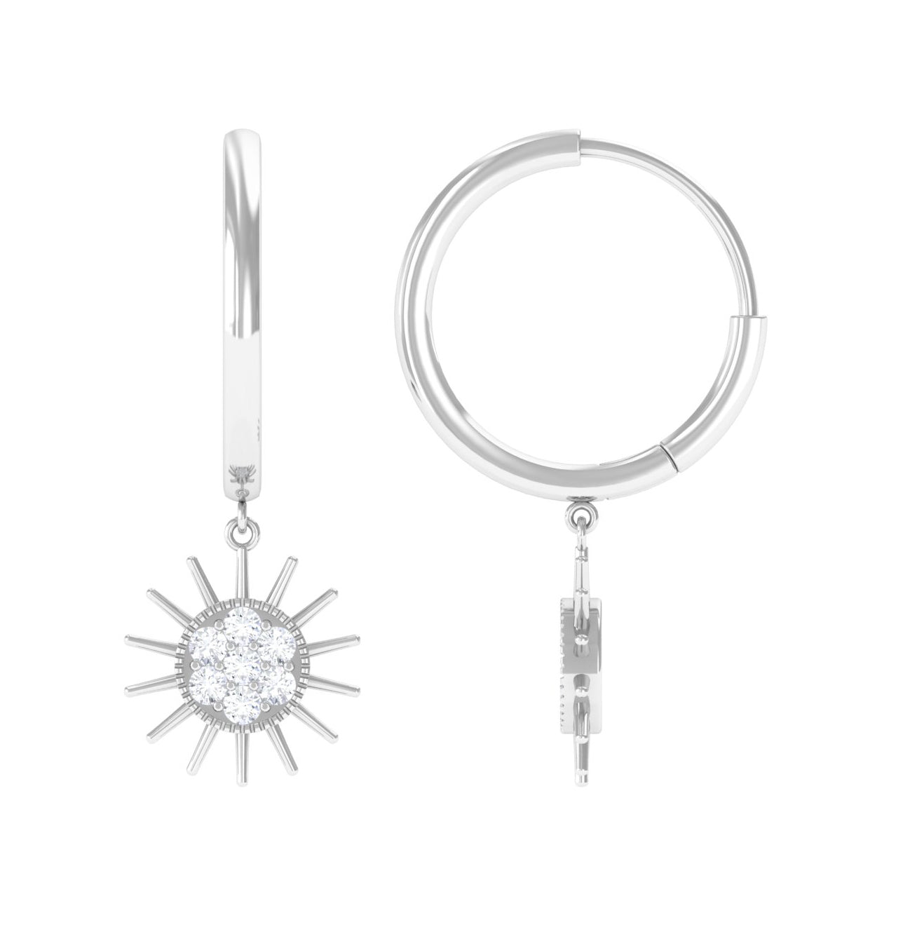 Certified Diamond Sunburst Hoop Earrings