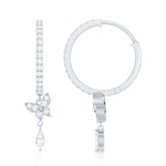 Natural Diamond Butterfly Hoop Earrings for Women