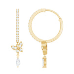Natural Diamond Butterfly Hoop Earrings for Women