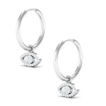 Natural Diamond Evil Eye Drop Hoop Earrings
