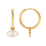 Natural Diamond Evil Eye Drop Hoop Earrings