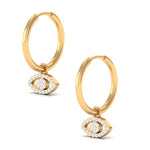 Natural Diamond Evil Eye Drop Hoop Earrings