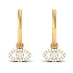 Natural Diamond Evil Eye Drop Hoop Earrings