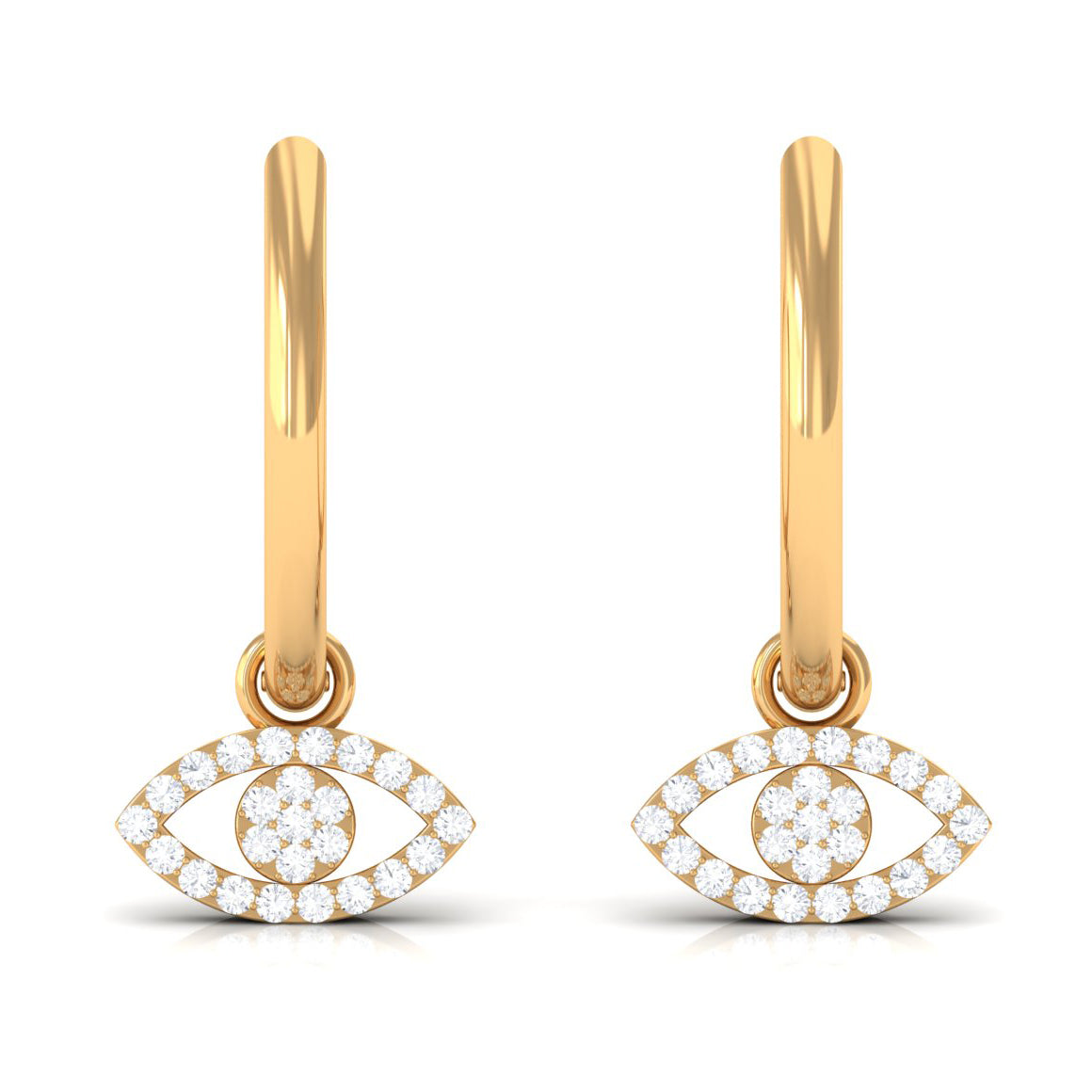 Natural Diamond Evil Eye Drop Hoop Earrings
