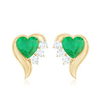 1.25 CT Emerald and Diamond Heart Stud Earrings