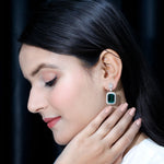 Certified 10X14 MM Lab Grown Emerald Art Deco Earrings in Silver