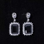 Lab Grown Black Diamond Statement Earrings in Silver