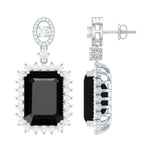 Lab Grown Black Diamond Statement Earrings in Silver