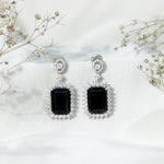 Lab Grown Black Diamond Statement Earrings in Silver