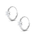 Diamond Flower Hoop Earrings For Her