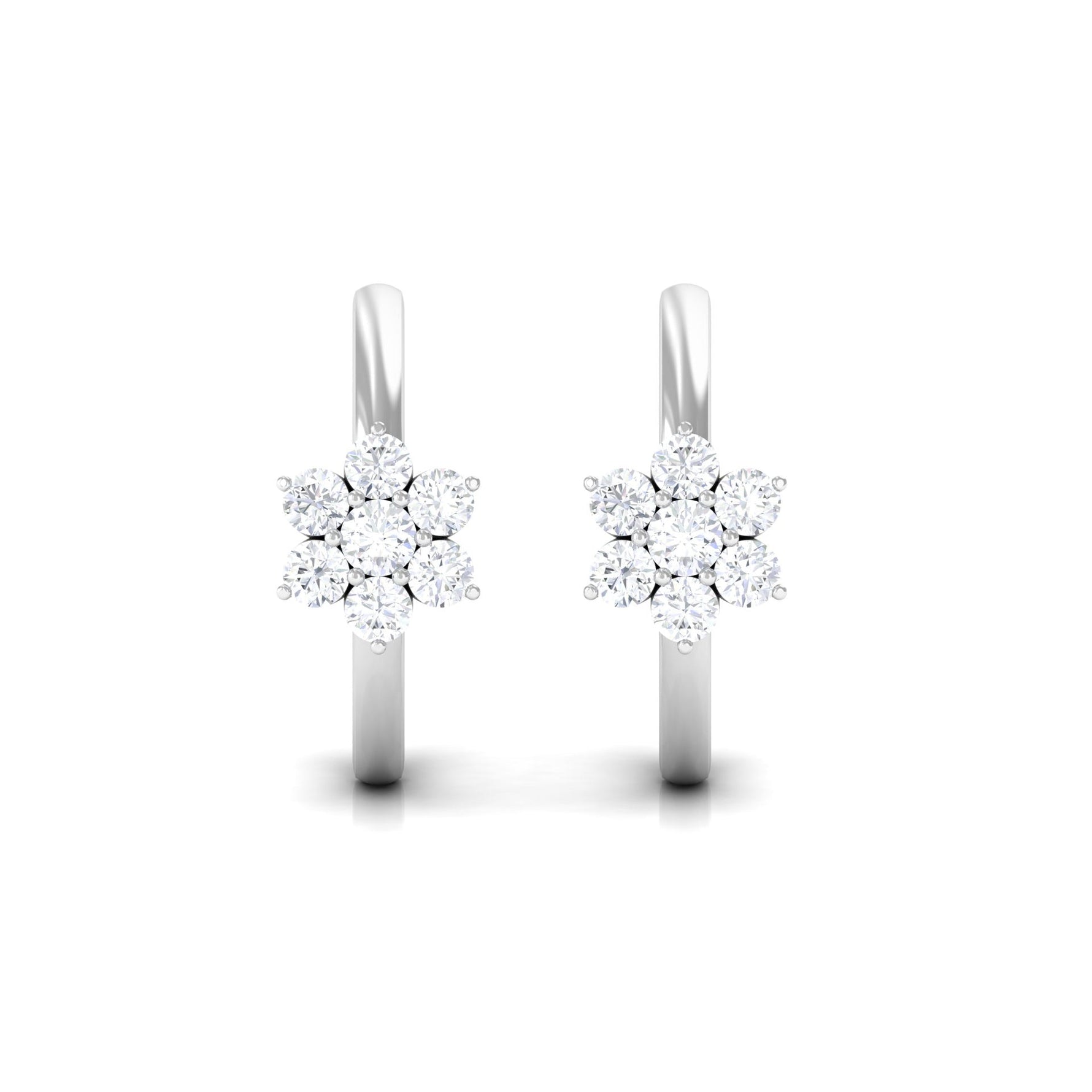 Diamond Flower Hoop Earrings For Her