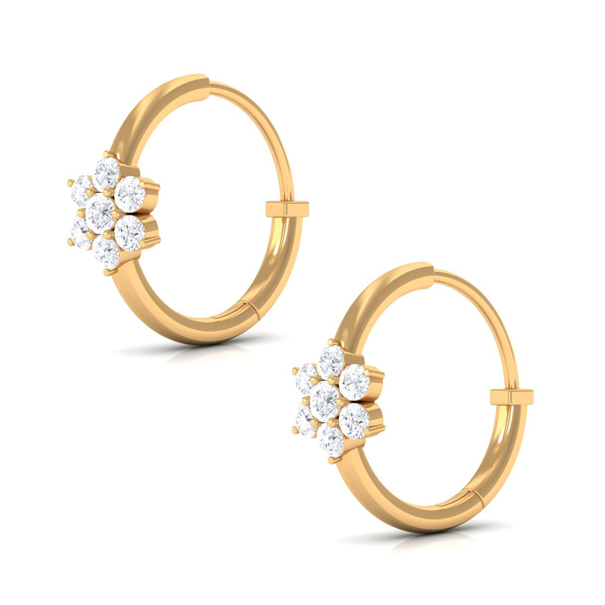 Diamond Flower Hoop Earrings For Her