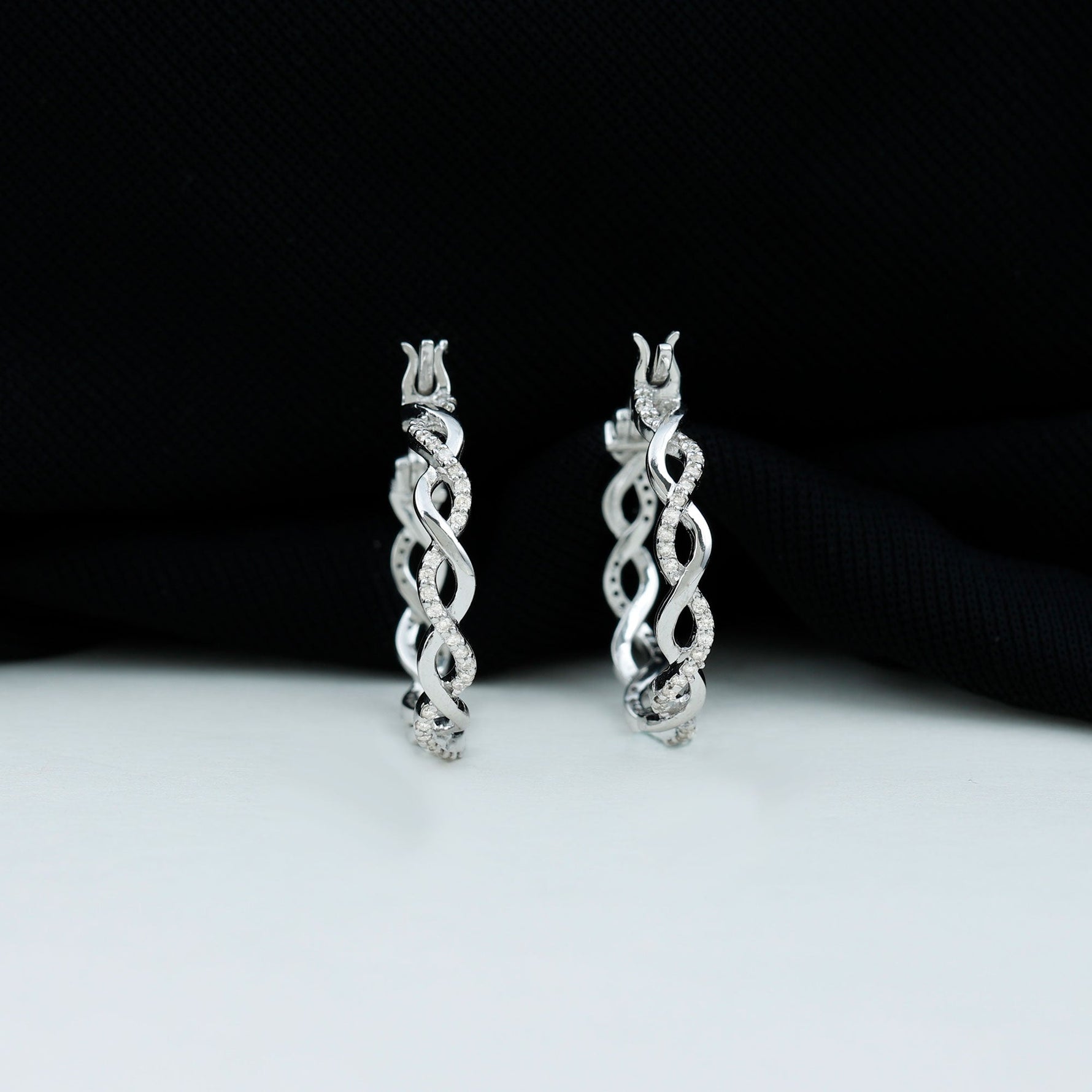 Braided Hoop Earrings with Certified Moissanite